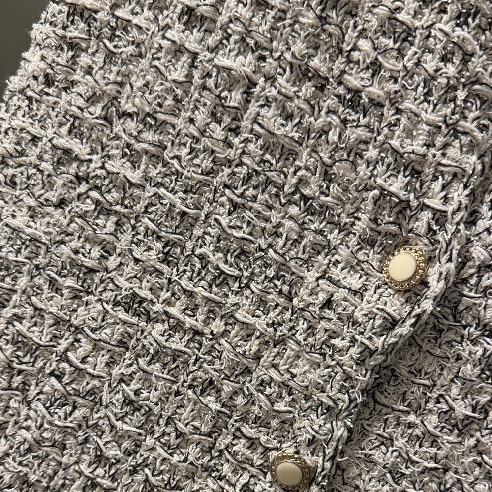 Zara Cream and Black Textured Vest - Picture 3 of 5